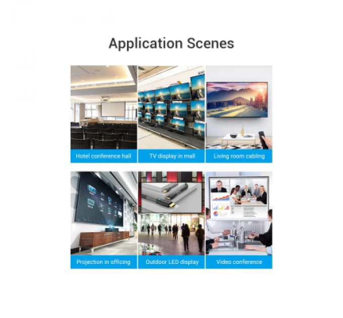 Кабель мультимедійний Cotton Braided 4K HDMI Male to Male Cable 1M Black Zinc Alloy Type VENTION (ALMBF)