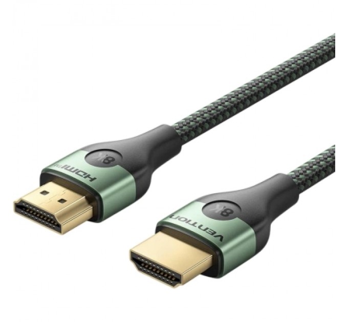 Кабель мультимедійний Cotton Braided Ultra Thin HDMI-A Male to Male HD Cable 8K 2M Green Aluminum Alloy Type VENTION (ALOGH)