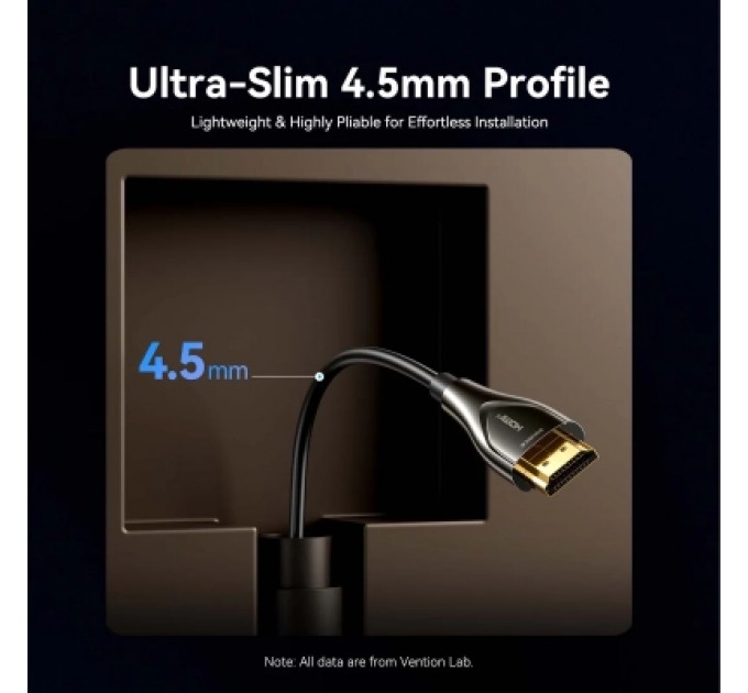 Кабель мультимедійний 4K Fiber Optic HDMI Male to Male Cable 70M Black Zinc Alloy Type VENTION (ALSBAX)