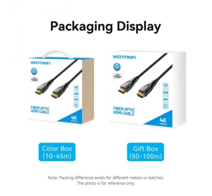 Кабель мультимедійний 4K Fiber Optic HDMI Male to Male Cable 70M Black Zinc Alloy Type VENTION (ALSBAX)