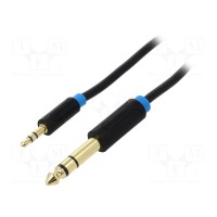 Кабель мультимедійний 3.5mm TRS Male to 6.35mm Male Audio Cable 0.5M Black VENTION (BABBD)