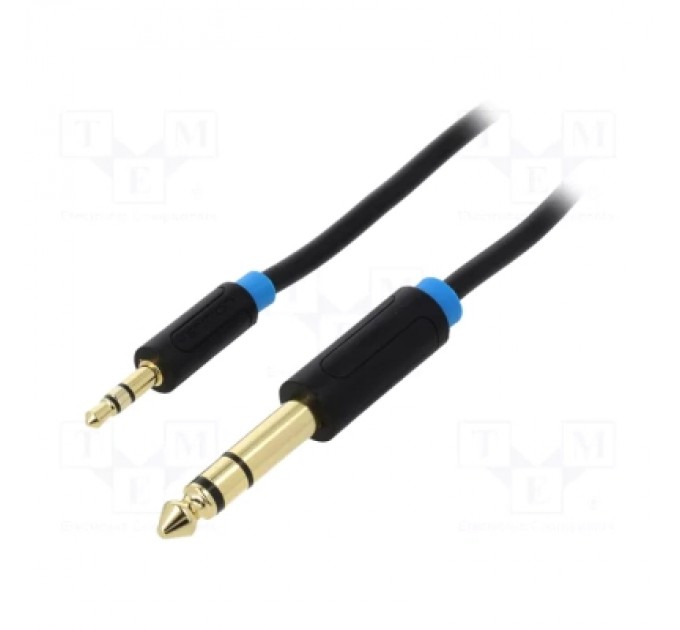 Кабель мультимедійний 3.5mm TRS Male to 6.35mm Male Audio Cable 0.5M Black VENTION (BABBD)