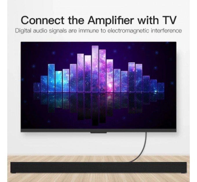 Кабель мультимедійний Optical Fiber Audio Cable 2M Black VENTION (BAEBH)