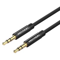 Кабель мультимедійний Fabric Braided 3.5mm Male to Male Audio Cable 1M Black Metal Type VENTION (BAGBF)