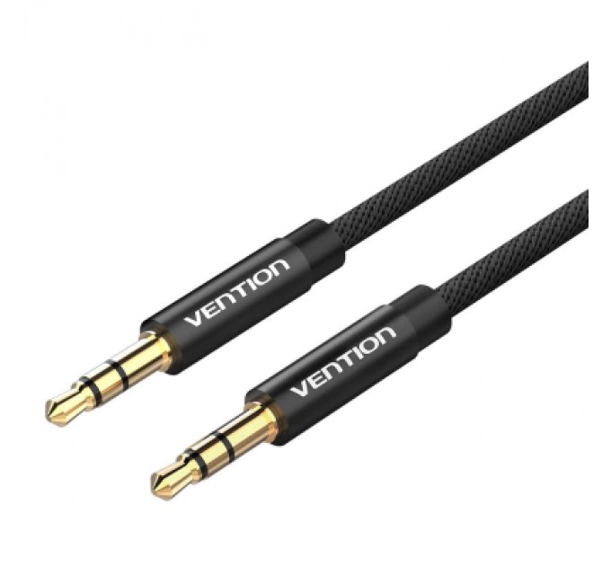 Кабель мультимедійний Fabric Braided 3.5mm Male to Male Audio Cable 1M Black Metal Type VENTION (BAGBF)