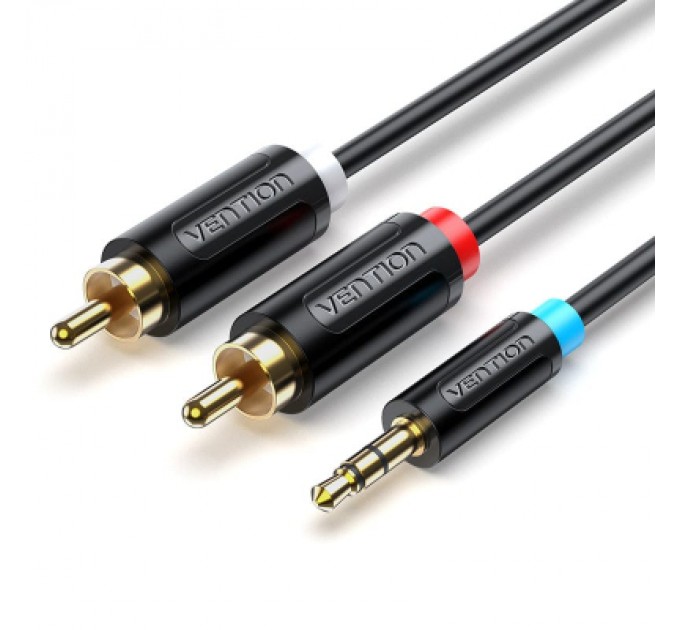 Кабель мультимедійний 3.5MM Male to 2-Male RCA Adapter Cable 2M Black VENTION (BCLBH)