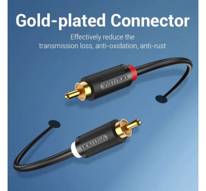 Кабель мультимедійний 2-Male to 2-Male RCA Cable 1.5M Black VENTION (BCMBG)