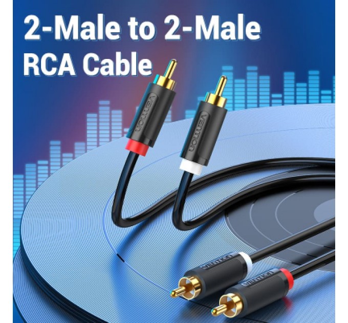 Кабель мультимедійний 2-Male to 2-Male RCA Cable 1.5M Black VENTION (BCMBG)