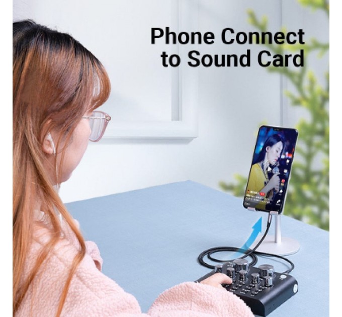 Кабель мультимедійний Micro USB Male to TRRS 3.5mm Male Audio Cable 1M Black VENTION (BDGBF)