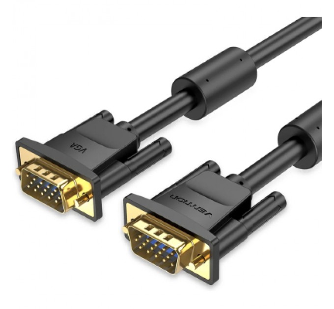 Кабель мультимедійний VGA(3+6) Male to Male Cable with ferrite cores 20M Black VENTION (DAEBQ)