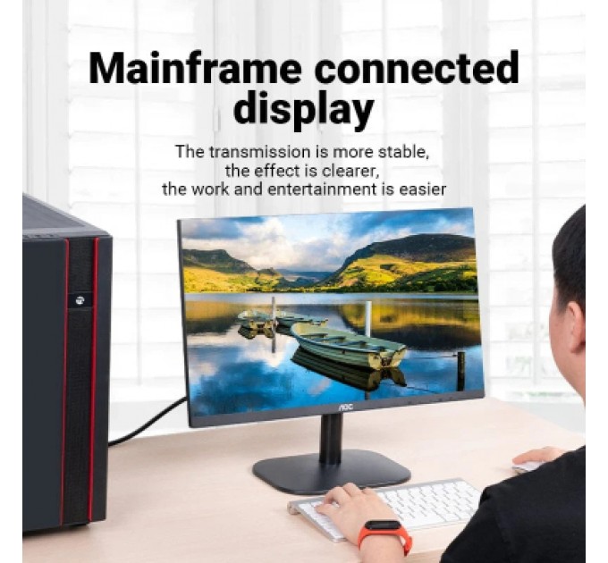 Кабель мультимедійний VGA(3+6) Male to Male Cable with ferrite cores 20M Black VENTION (DAEBQ)