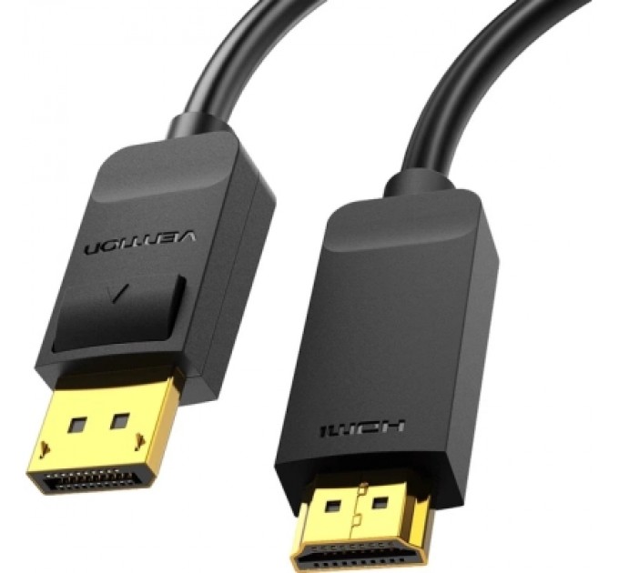 Кабель мультимедійний 4K DisplayPort to HDMI Cable 1.5M Black VENTION (HAGBG)