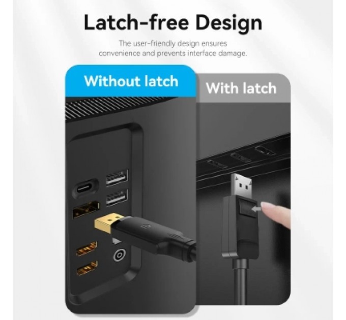 Кабель мультимедійний DisplayPort Male to Male 4K HD Cable 1M Black VENTION (HAKBF)