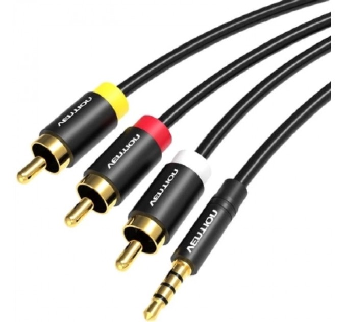 Кабель мультимедійний 3.5mm to 3RCA AV Cable 1.5M Black Metal Type VENTION (VAB-R07-B150)