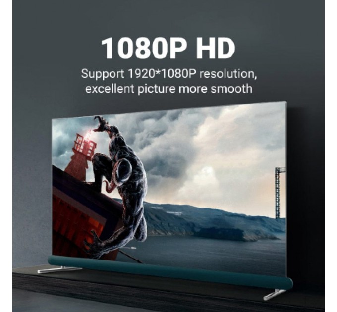 Кабель мультимедійний VGA(3+6) Male to Male Cable with ferrite cores 10M Black VENTION (DAEBL)