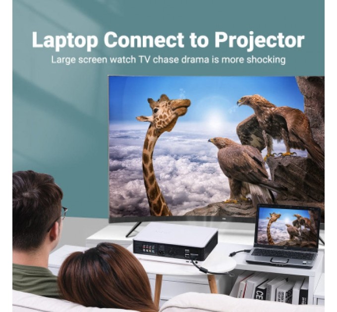 Кабель мультимедійний VGA(3+6) Male to Male Cable with ferrite cores 10M Black VENTION (DAEBL)