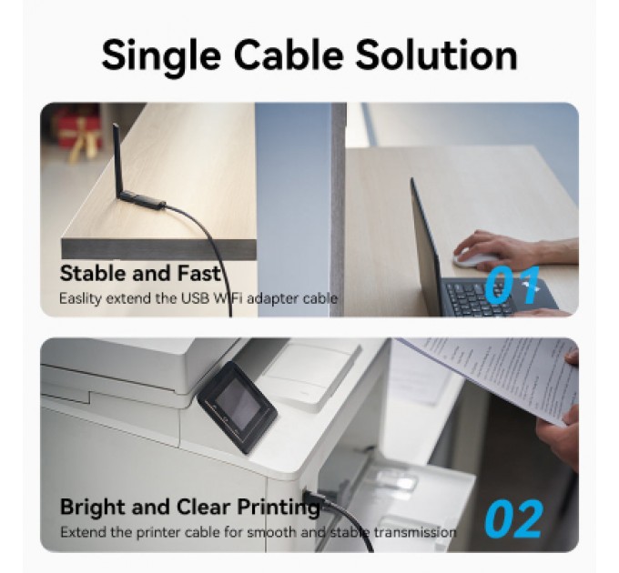 Дата кабель USB 2.0 Type-A Male to Type-A Female Active Extension Cable 5M Black VENTION (CBKBJ)