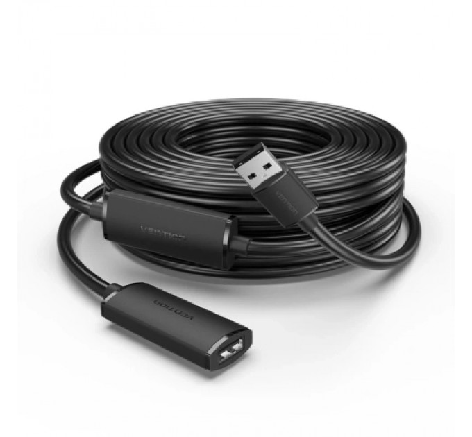 Дата кабель USB 2.0 Type-A Male to Type-A Female Active Extension Cable 10M Black VENTION (CBKBL)