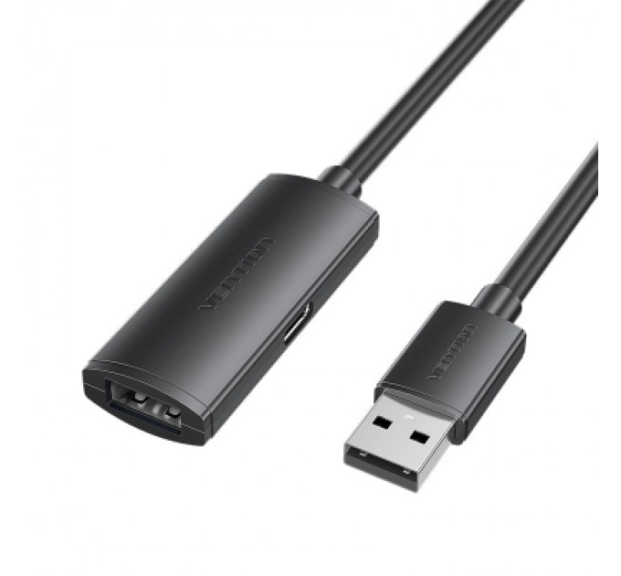 Дата кабель USB 2.0 Type-A Male to Type-A Female Active Extension Cable 25M Black VENTION (CBKBS)