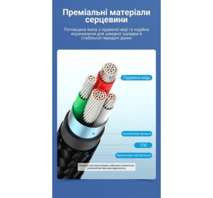 Дата кабель Cotton Braided USB 2.0 A Male to C Male 3A Cable Purple 1.5M Aluminum Alloy Type VENTION (CODVG)