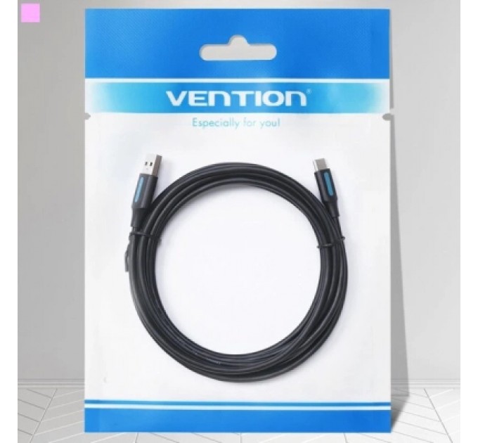 Дата кабель USB 2.0 A Male to C Male 3A Cable 1.5M Black VENTION (COKBG)