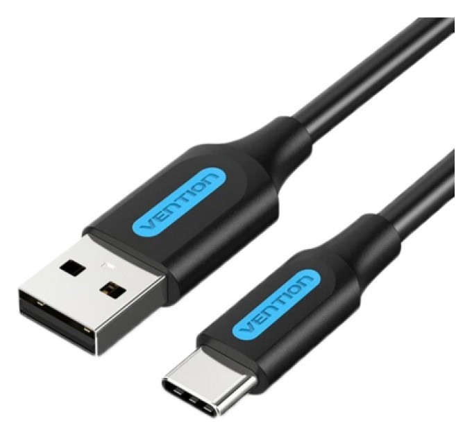 Дата кабель USB 2.0 A Male to C Male 3A Cable 1.5M Black VENTION (COKBG)
