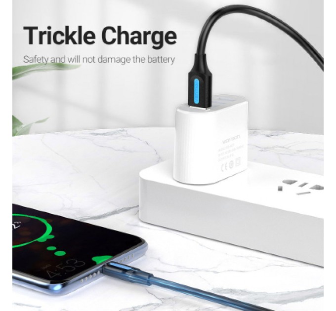 Дата кабель USB 2.0 A Male to Micro-B Male 3A Cable 1M Black VENTION (COLBF)