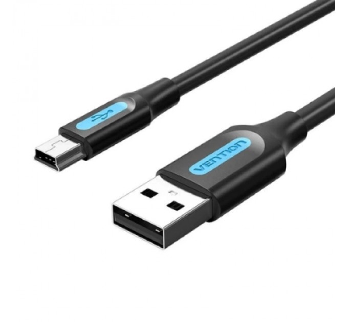 Дата кабель USB 2.0 A Male to Mini-B Male Cable 0.5M Black PVC Type VENTION (COMBD)