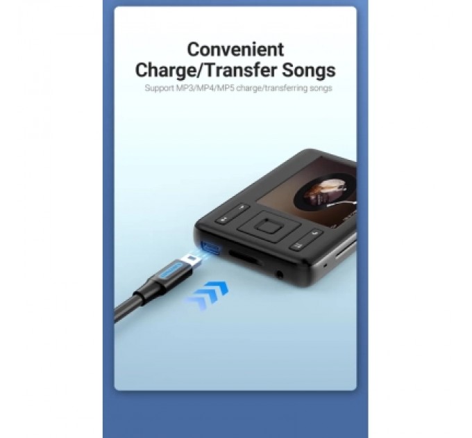 Дата кабель USB 2.0 A Male to Mini-B Male Cable 2M Black PVC Type VENTION (COMBH)