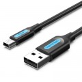 Дата кабель USB 2.0 A Male to Mini-B Male Cable 2M Black PVC Type VENTION (COMBH)