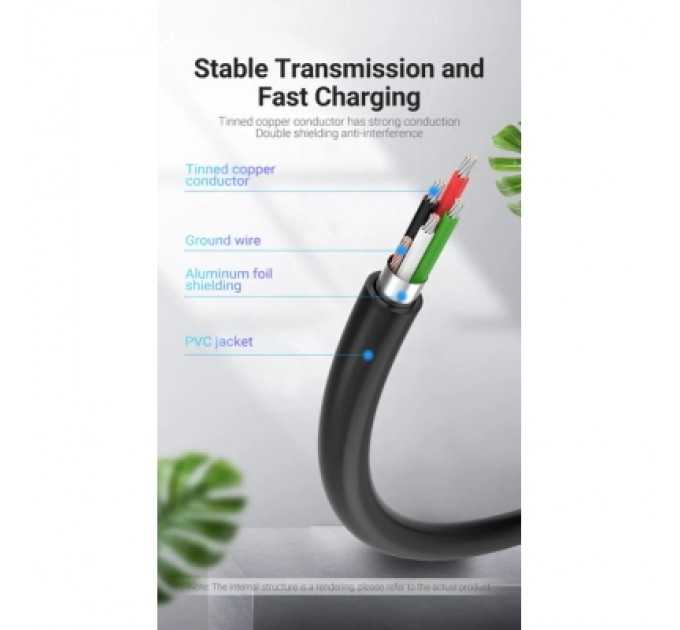 Дата кабель USB 2.0 A Male to Mini-B Male Cable 2M Black PVC Type VENTION (COMBH)