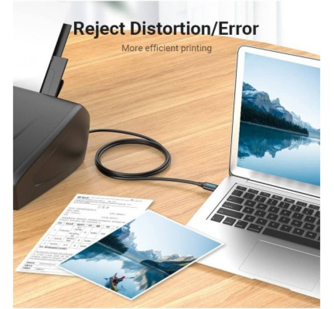 Дата кабель USB 2.0 A Male to B Male Cable 5M Black PVC Type VENTION (COQBJ)