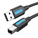 Дата кабель USB 2.0 A Male to B Male Cable with Ferrite Cores 10M Black PVC Type VENTION (COQBL)