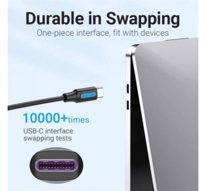 Дата кабель USB 2.0 C Male to C Male 5A Cable 1.5M Black PVC Type VENTION (COTBG)