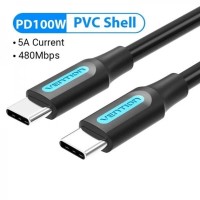 Дата кабель USB 2.0 C Male to C Male 5A Cable 1.5M Black PVC Type VENTION (COTBG)
