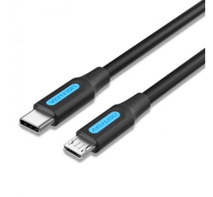 Дата кабель USB 2.0 C Male to Micro-B Male 2A Cable 1.5M Black VENTION (COVBG)