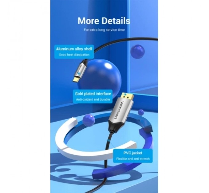 Дата кабель USB 3.0 A Male to C Male Cable 1.5M Black PVC Type VENTION (COZBG)