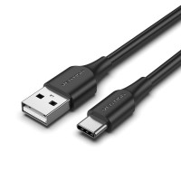 Дата кабель USB 2.0 A Male to C Male 3A Cable 1M Black VENTION (CTHBF)