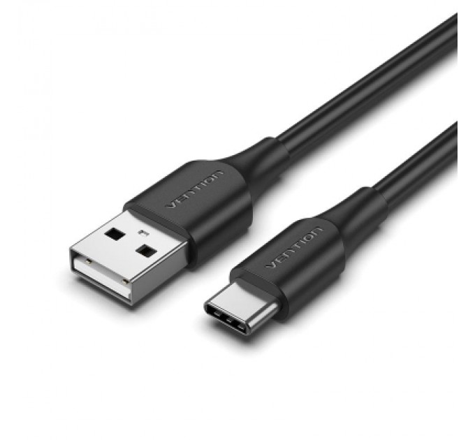 Дата кабель USB 2.0 A Male to C Male 3A Cable 1M Black VENTION (CTHBF)