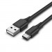 Дата кабель USB 2.0 A Male to C Male 3A Cable 1M Black VENTION (CTHBF)