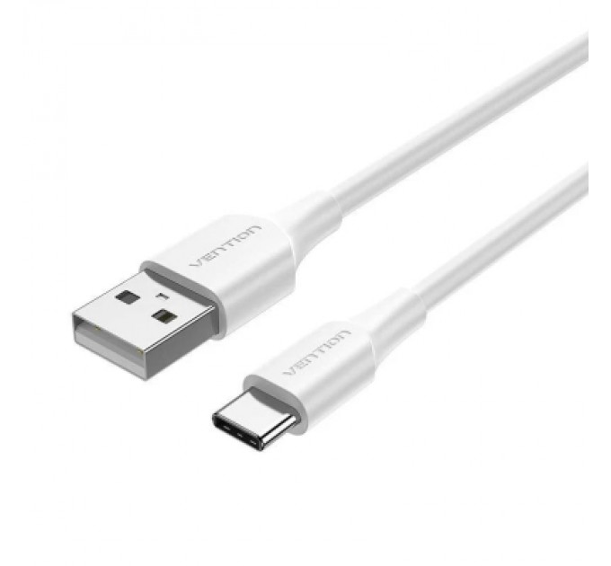 Дата кабель USB 2.0 A Male to C Male 3A Cable 1M White VENTION (CTHWF)