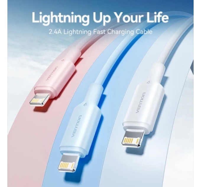 Дата кабель USB 2.0 Type-A Male to Lightning Male 2.4A Cable 1M Black PVC Type VENTION (LAMBF)