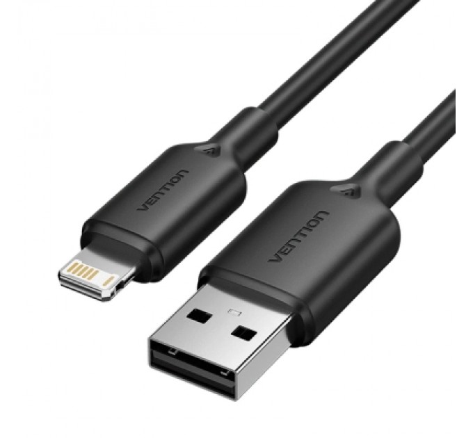 Дата кабель USB 2.0 Type-A Male to Lightning Male 2.4A Cable 1M Black PVC Type VENTION (LAMBF)