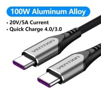 Дата кабель USB 2.0 C Male to C Male 5A Cable 1M Gray Aluminum Alloy Type VENTION (TAEHF)