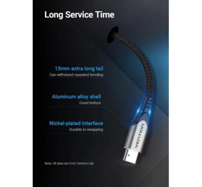 Дата кабель USB 2.0 C Male to C Male 5A Cable 1M Gray Aluminum Alloy Type VENTION (TAEHF)