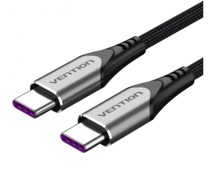 Дата кабель USB 2.0 C Male to C Male 5A Cable Gray 2M Aluminum Alloy Type VENTION (TAEHH)