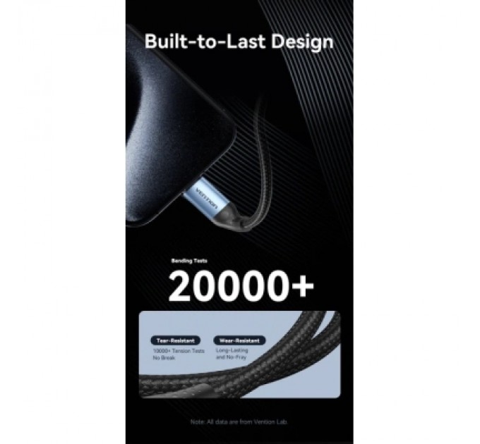 Дата кабель USB 2.0 C Male to C Male 240W Cable 1.5M Black Aluminum Alloy Type VENTION (TREBG)