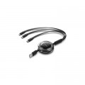 Дата кабель 3-in-1 USB 2.0 Type-A Male to USB-C Male + USB-C Male + Lightning Male 3.5A Retractable Cable 1. VENTION (TRJBBE)