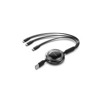 Дата кабель 3-in-1 USB 2.0 Type-A Male to USB-C Male + USB-C Male + Lightning Male 3.5A Retractable Cable 1. VENTION (TRJBBE)