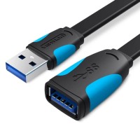 Дата кабель Flat USB3.0 Extension Cable 2M Black VENTION (VAS-A13-B200)